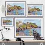 Impression d’art la baie de Rapallo III Partiellement en pin massif - Gris - 70 x 50 cm