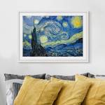 Impression d’art la nuit étoilée II Partiellement en pin massif - Blanc - 100 x 70 cm