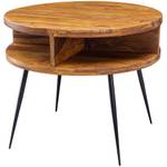 Table basse Blumberg Sheesham massif / Acier inoxydable - Marron / Noir