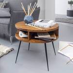 Table basse Blumberg Sheesham massif / Acier inoxydable - Marron / Noir