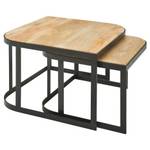 Couchtisch Eldetal 2er-Set Mangoholz Massiv / Eisen - Hellbraun / Schwarz - Hellbraun