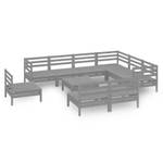 Garten-Lounge-Set Grau - Massivholz - Holzart/Dekor - 64 x 29 x 64 cm