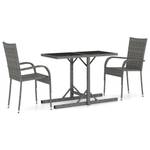 Garten-Essgruppe (3-teilig) 3072477 Grau - Glas - Metall - Polyrattan - 53 x 72 x 110 cm