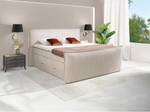 Lit boxspring RHODA Blanc - Textile - 127 x 200 x 215 cm