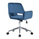 Chaise de bureau bleu tissu ROSS CHROME VELVET DARK BLUE