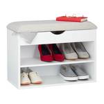 Banc pour chaussures blanc, rembourré Blanc - Bois manufacturé - Matière plastique - Textile - 62 x 45 x 30 cm