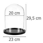 Glaskuppel, 脴 23 cm, schwarze Basis
