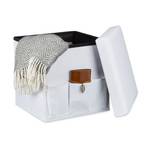 Faltbarer Sitzhocker mit Taschen Leinen Weiß