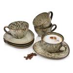 8-tlg. Kaffeetassen Set Pompei Beige - Stein - 27 x 39 x 20 cm