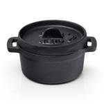 6x Mini Dutch Oven Gusseisentopf 11x5cm Schwarz - Metall - 12 x 16 x 37 cm