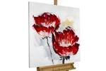 Tableau Le parfum de fleurs luxuriantes Rouge - Bois massif - Textile - 80 x 80 x 4 cm