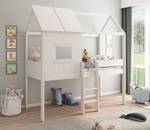 Lit cabane avec rangements Teddy Blanc - En partie en bois massif - 206 x 218 x 105 cm