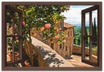 Alubild Rosen auf Balkon Toskana Weiß - 100 x 70 cm