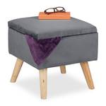 Tabouret de rangement en velours Marron - Gris - Bois manufacturé - Textile - 40 x 40 x 40 cm