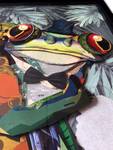 3D-Collage-Bild Frosch mit Zylinder 2 Papier - 50 x 70 x 3 cm