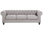 3-Sitzer Sofa CHESTERFIELD Grau - Hellgrau - Eiche Dunkel - 202 x 70 x 75 cm