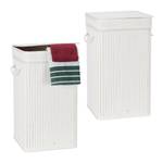 Lot de 2 corbeilles linge Bambou blanc Blanc