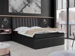 Boxspringbett mit Topper AMILA Hochglanz Schwarz - Breite: 140 cm - H4