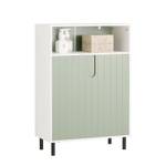 Meuble Bas Salle de Bain BZR138-GR Vert - Blanc - Bois manufacturé - Métal - 60 x 87 x 30 cm