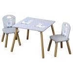 Kindertisch mit Lamas 2 St眉hle, + grau