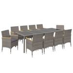 Garten Essgruppe (11-teilig) 3002195-6 Grau - Kunststoff - Polyrattan - 100 x 75 x 250 cm