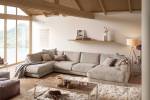 Sofa MADELINE Wohnlandschaft Cord Taupe - Armlehne davorstehend links - Longchair davorstehend rechts