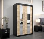 Armoire à portes coulissantes Pole Noir - Imitation chêne de Sonoma - Largeur : 120 cm - 2 porte