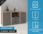 Sideboard RIVAY mit LED Graphit - Grafit Dekor - Eiche Dunkel - Eiche Dunkel Dekor