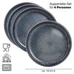 SOLID Suppenteller Steinzeug 4er-Set Grau - Keramik - Ton - 22 x 21 x 21 cm