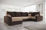 Ecksofa CHIEV-LONG Beige - Braun - Ecke davorstehend rechts - 8 Kissen