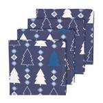Weihnachtsservietten Winterland 4er Set Blau - Textil - 45 x 1 x 45 cm