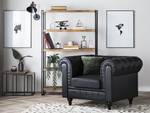 Fauteuil CHESTERFIELD Noir - Chêne foncé - 112 x 79 x 85 cm