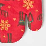 Weihnachts-Ofenhandschuh Rentier Rot - Textil - 18 x 1 x 32 cm