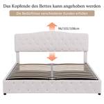 Polsterbett Phoebe Ⅱ Weiß - Holzwerkstoff - Metall - Massivholz - Textil - Holzart/Dekor - 184 x 108 x 203 cm