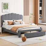 Jugendbett Jakob Grau - Holzwerkstoff - Metall - Massivholz - 140 x 105 x 204 cm