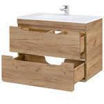 Badezimmer Set in Wotaneiche LED-Spiegel Braun - Holzwerkstoff - 130 x 200 x 46 cm