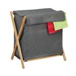 Klappbarer Wäschekorb mit Deckel Braun - Grau - Bambus - Textil - 55 x 57 x 35 cm