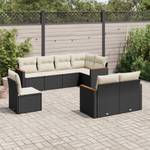 Gartensitzgruppe K3347(8-tlg) Schwarz - Massivholz - 69 x 62 x 62 cm