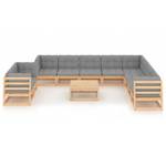 Garten-Lounge-Set (11-teilig) 3009707-2 Grau - Holz