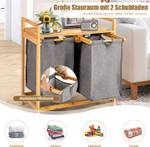 2 Fächer Wäschekorb Braun - Bambus - 33 x 73 x 64 cm