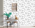 papier peint dinosaures 7347 Noir - Fibres naturelles - Textile - 53 x 1005 x 1005 cm