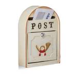 Briefkasten antik mit Posthorn Beige - Gold - Rot - Metall - 22 x 32 x 9 cm