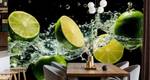 Papier Peint Citrons Verts Fruit Eau 3D 400 x 280 x 280 cm