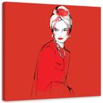 Leinwandbild Modern Woman Glamour in Rot 50 x 50 cm