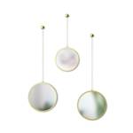 Jeu de 3 miroirs ronds suspendus métal d Acier / Aluminium - Doré