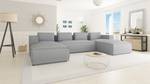 Wohnlandschaft Orion Grau - Massivholz - Textil - Holz teilmassiv - 327 x 64 x 176 cm