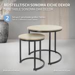 Table basse set de 2 pièces Rond Chêne Noir - Bois manufacturé - Métal - 60 x 52 x 60 cm