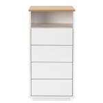 Chiffonnier Bob 4 tiroirs 1 niche blanc Blanc - Bois massif - Bois/Imitation - 45 x 90 x 40 cm