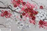 Tableau peint Fleurs Éternelles Rouge - Blanc - Bois massif - Textile - 150 x 50 x 4 cm