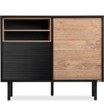 LOFTY Kommode TV/HiFi-Einlage Schwarz - Braun - Eiche Dekor